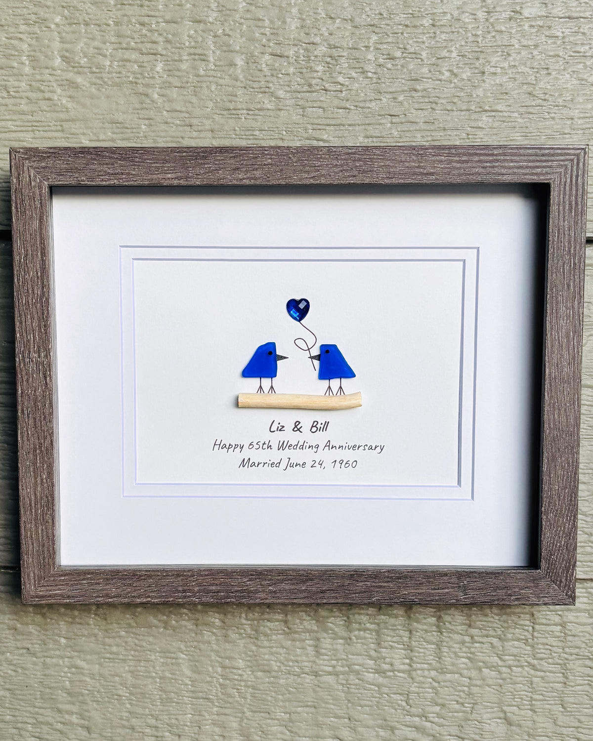Sapphire Wedding Anniversary | 65th Anniversary | Unique 65th Anniversary Gift | Gift for Wife, Husband, Parent, Couple | 8x10 Sea Glass Art