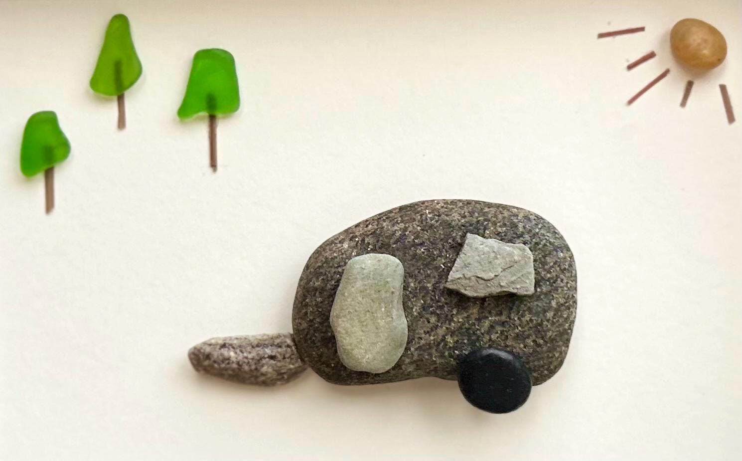 RV / Caravan / Camper Van / 5" x 7" Handmade Pebble Artwork - Unique Wall Art for people or families that hit the road