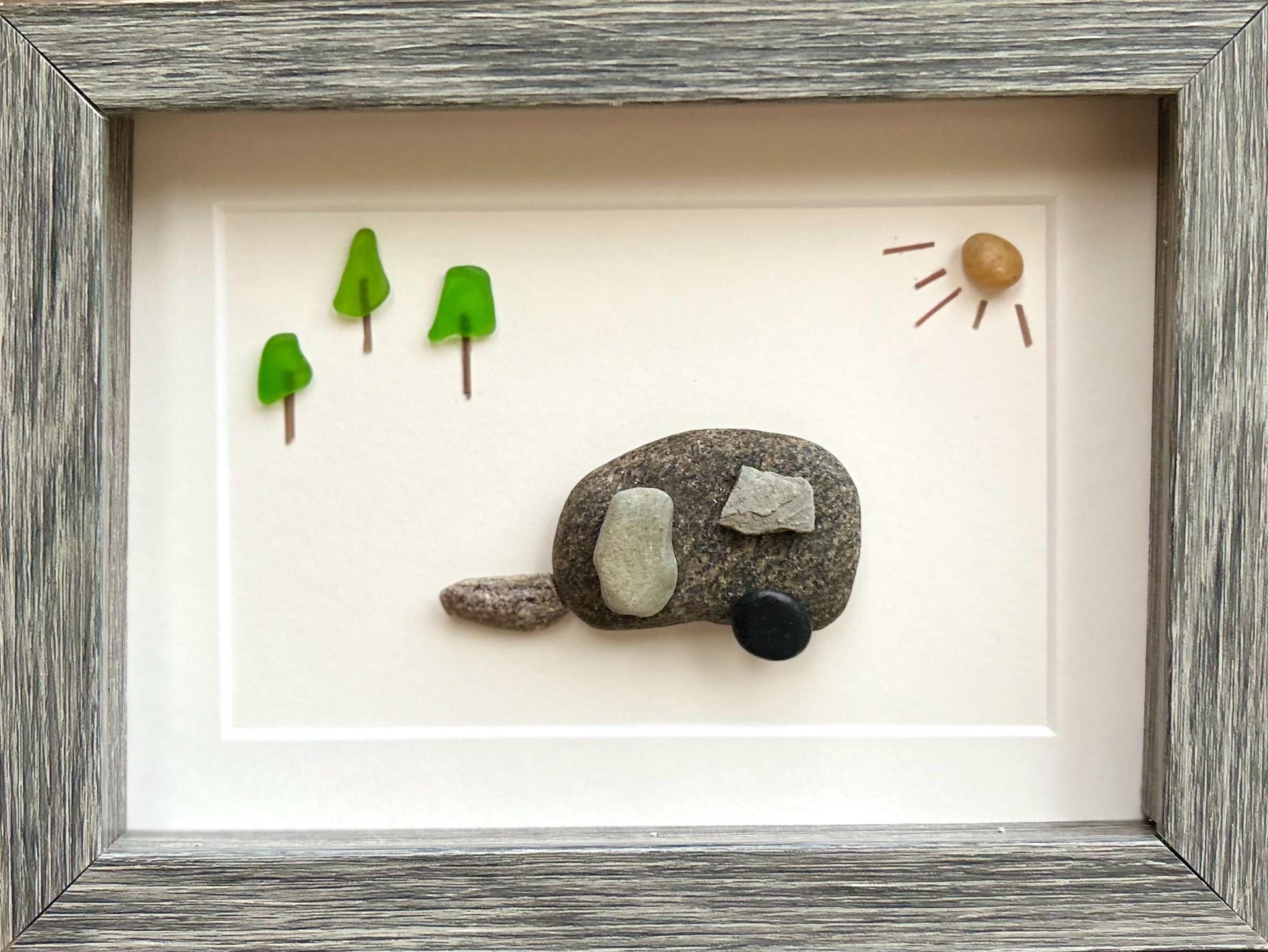 RV / Caravan / Camper Van / 5" x 7" Handmade Pebble Artwork - Unique Wall Art for people or families that hit the road