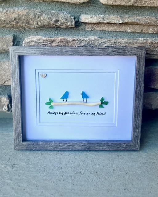 Gift for Granddaughter | Framed Sea Glass Art – “Always My Granddaughter, Forever My Friend”