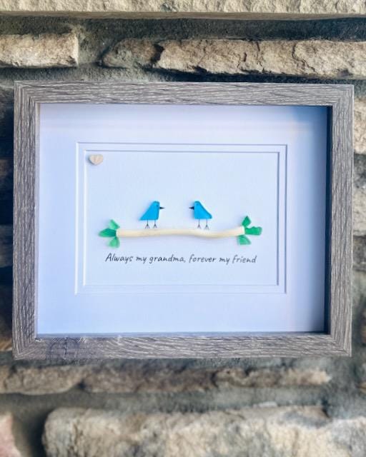 Gift for Grandma | Sea Glass Art – Forever My Friend “Always My Granddaughter, Forever My Friend”