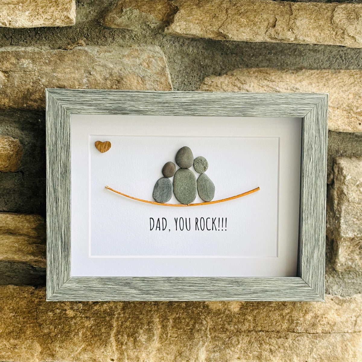 Dad You Rock Pebble Art Gift | Unique Father’s Day Present | Handmade Stone Family Artwork | Rustic Dad Gift From Kids