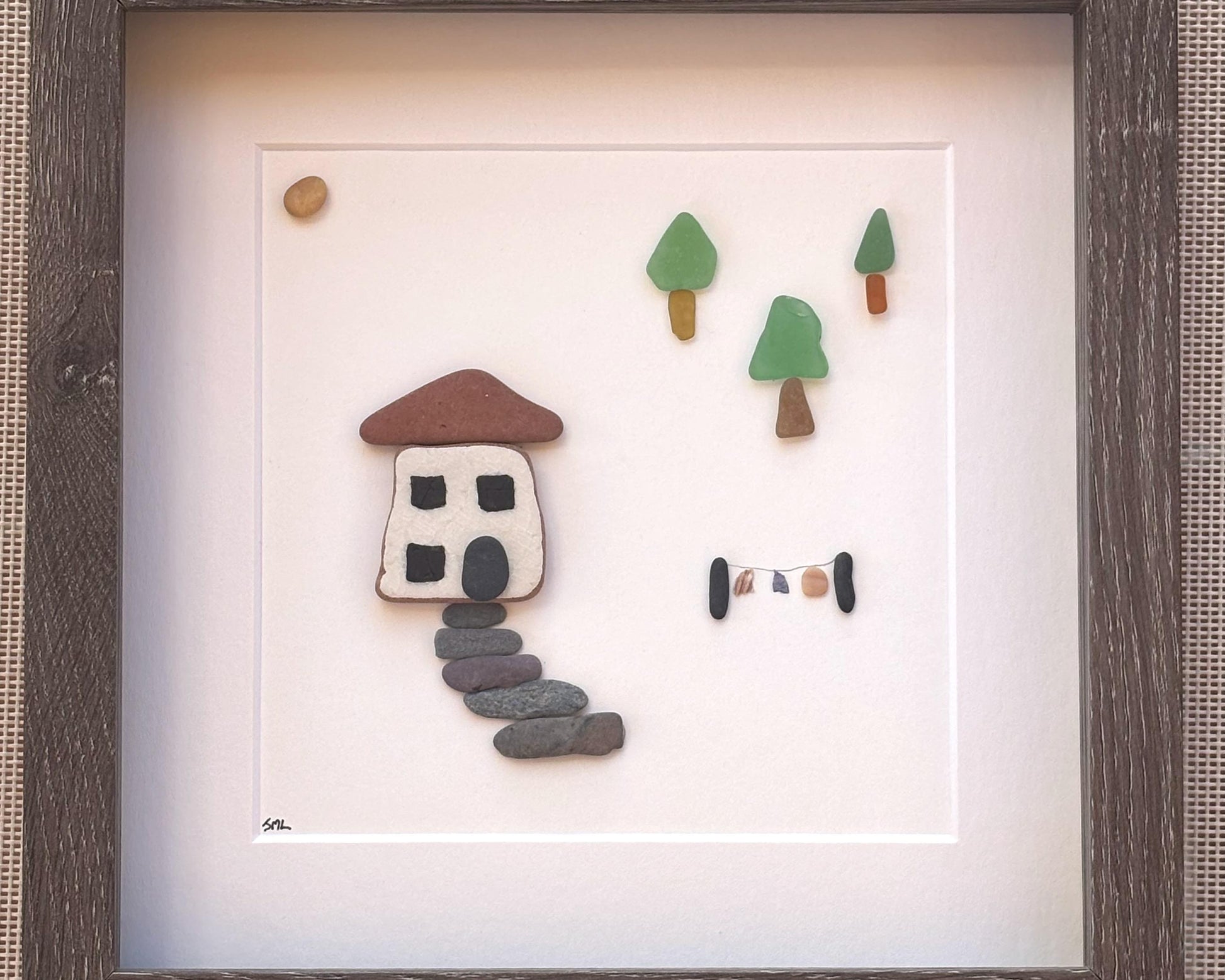 Sea Glass Pebble Art | Handmade Coastal Cottage Wall Decor