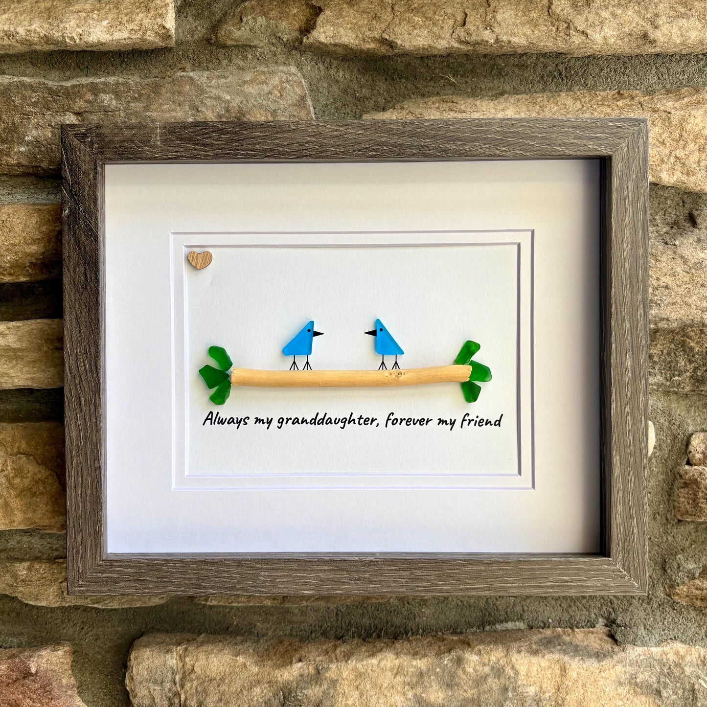 Gift for Granddaughter | Framed Sea Glass Art – “Always My Granddaughter, Forever My Friend”