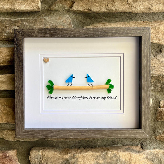 Gift for Granddaughter | Framed Sea Glass Art – “Always My Granddaughter, Forever My Friend”
