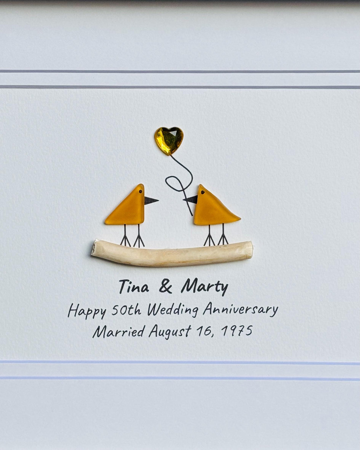 Golden Wedding Anniversary | 50th Anniversary | Unique 50th Anniversary Gift | Gift for Wife, Husband, Parent, Couple | 8x10 Sea Glass Art