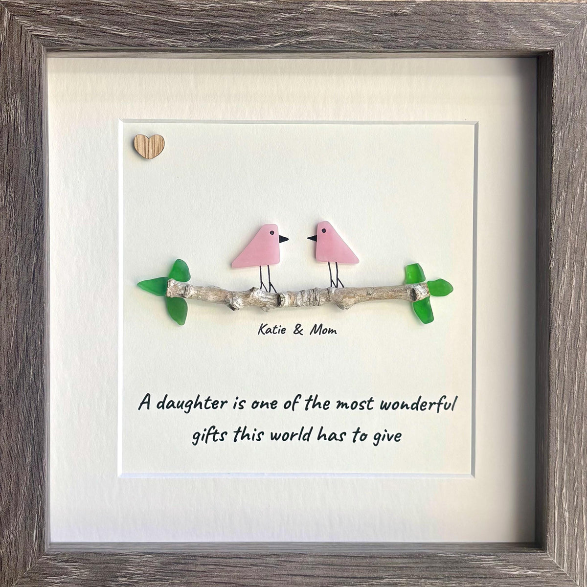 Mother and Daughter Sea Glass Art | Personalized Gift for Mom or Daughter