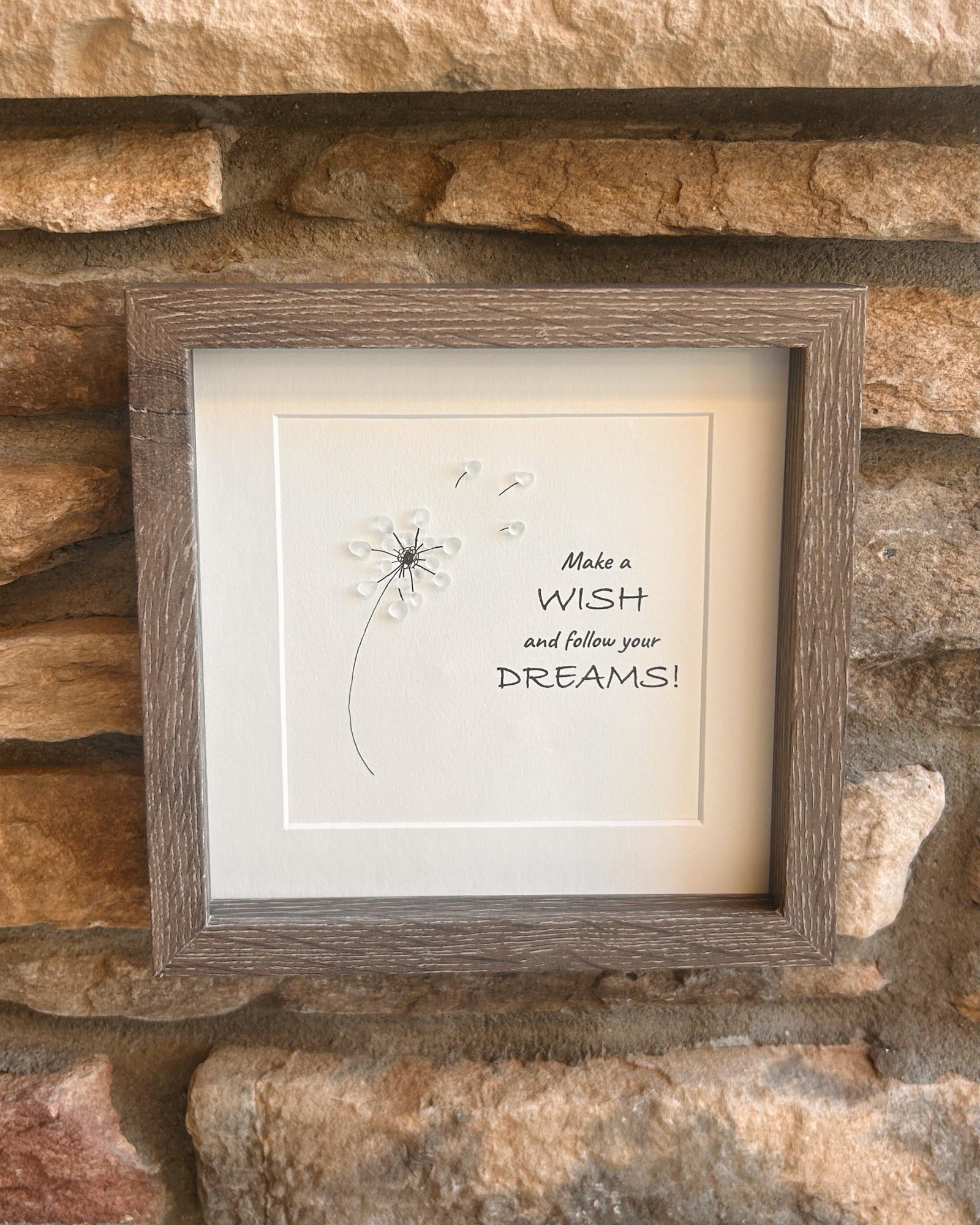 Make a Wish Dandelion Pebble Art | Inspirational Stone Artwork | Follow Your Dreams Quote | Handmade Motivational Gift