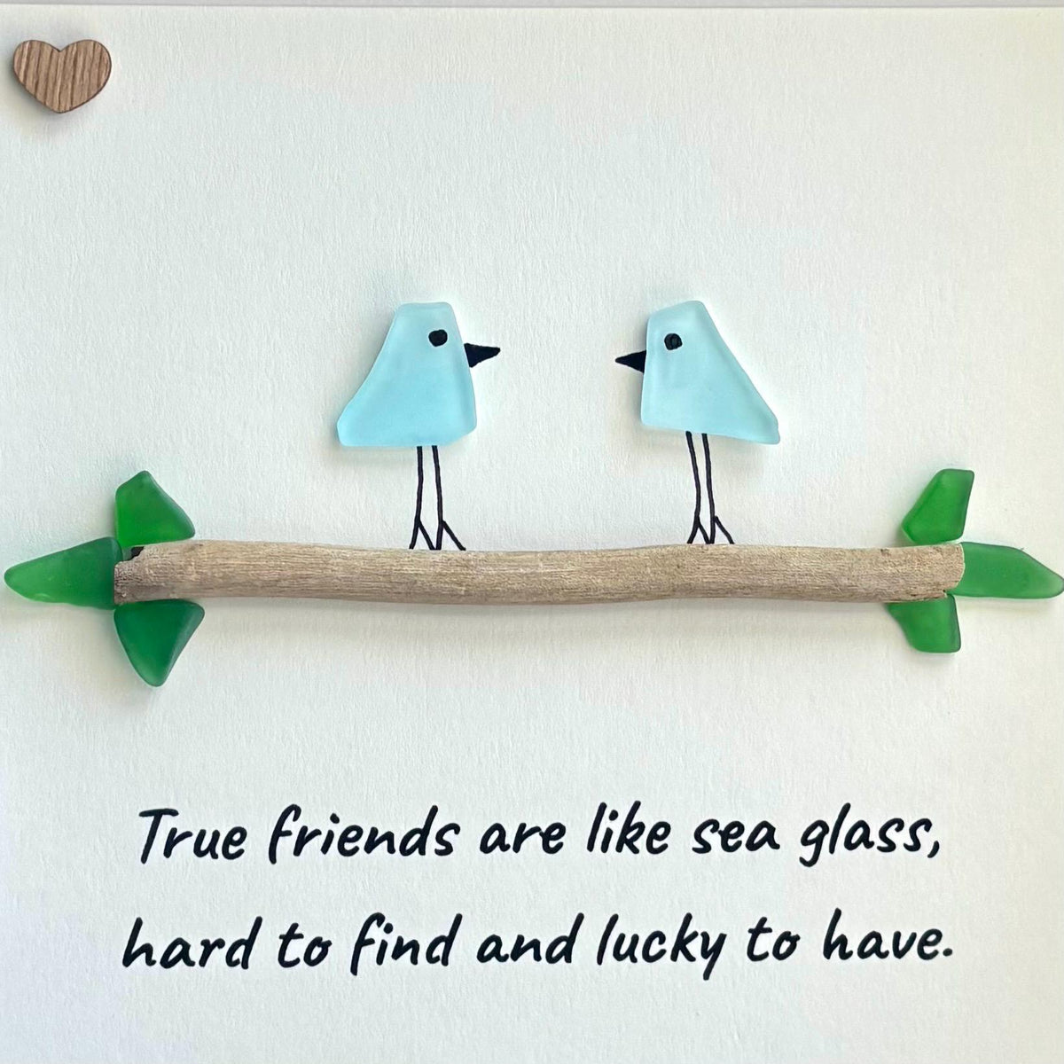 Handmade Sea Glass Friendship Gift With Quote | Original 8x8 Framed Art for Close Friend
