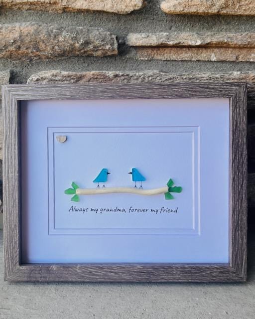 Gift for Granddaughter | Framed Sea Glass Art – “Always My Granddaughter, Forever My Friend”