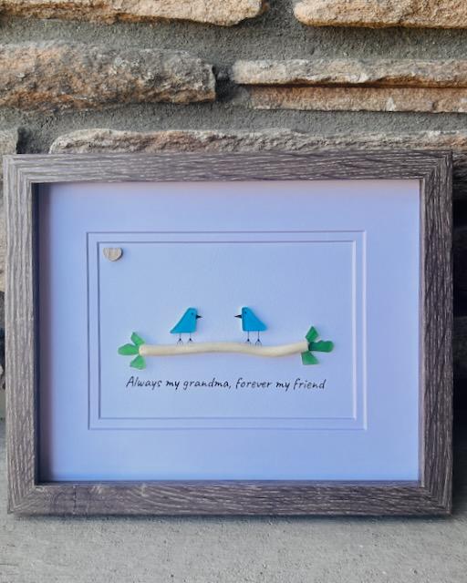 Gift for Grandma | Sea Glass Art – Forever My Friend “Always My Granddaughter, Forever My Friend”