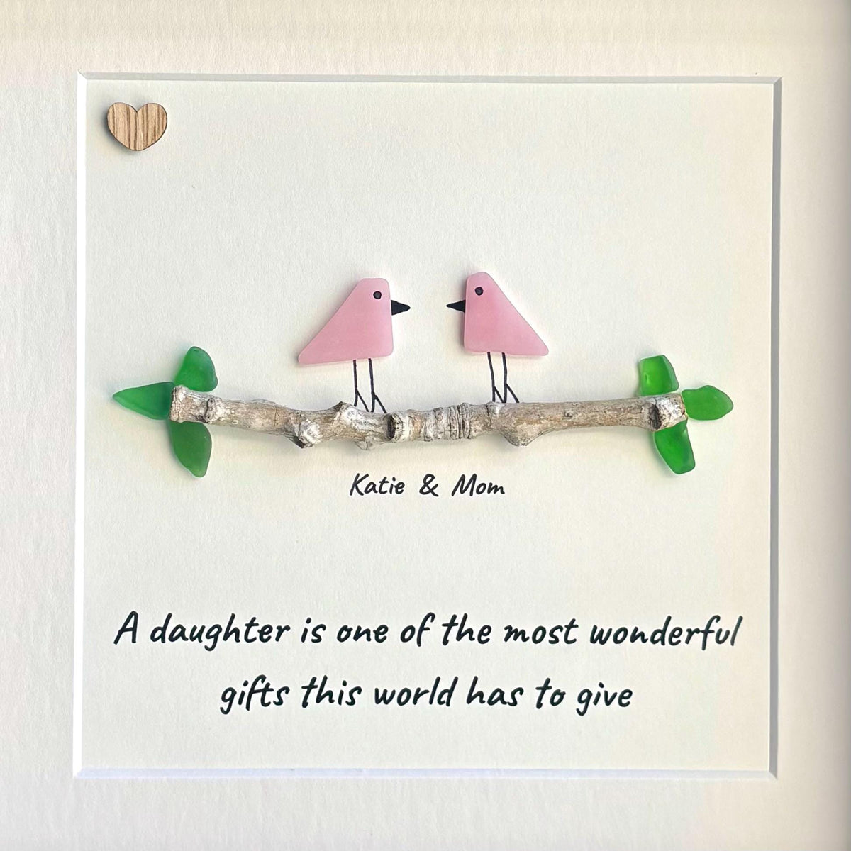 Mother and Daughter Sea Glass Art | Personalized Gift for Mom or Daughter