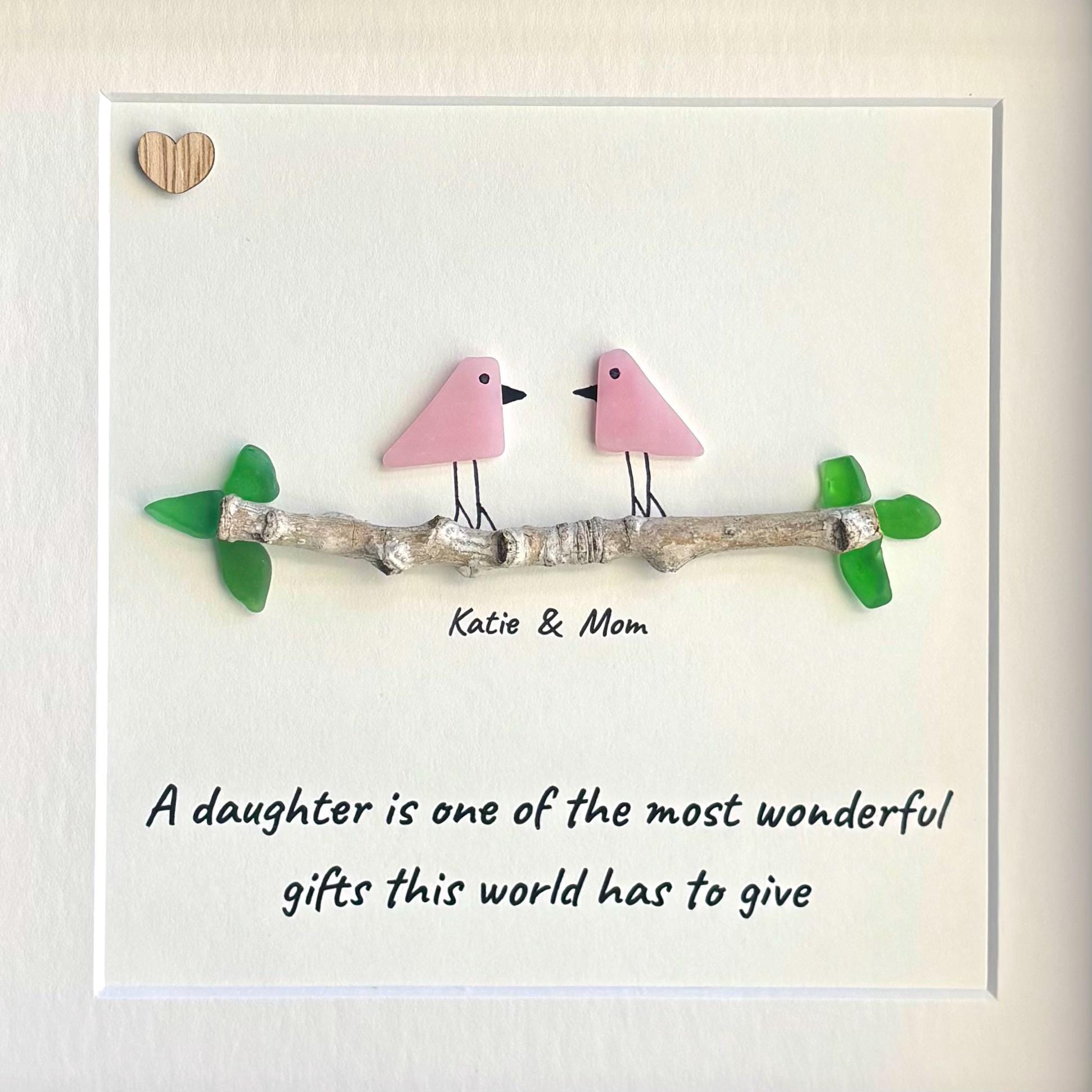 Mother and Daughter Framed Sea Glass Art | Personalized Gift for Daughter