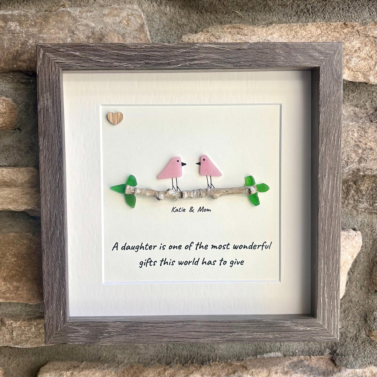 Mother and Daughter Sea Glass Art | Personalized Gift for Mom or Daughter