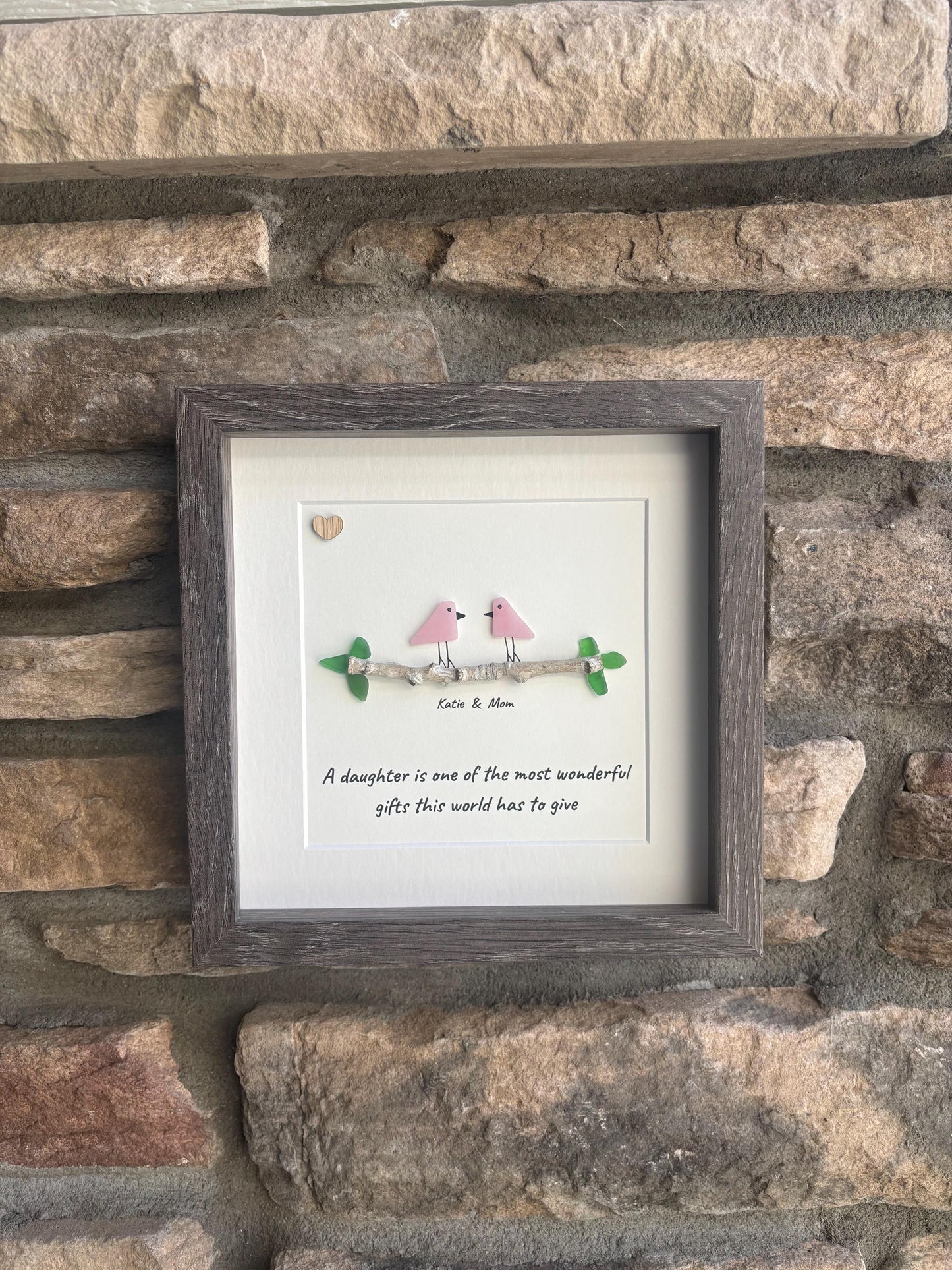 Mother and Daughter Framed Sea Glass Art | Personalized Gift for Daughter