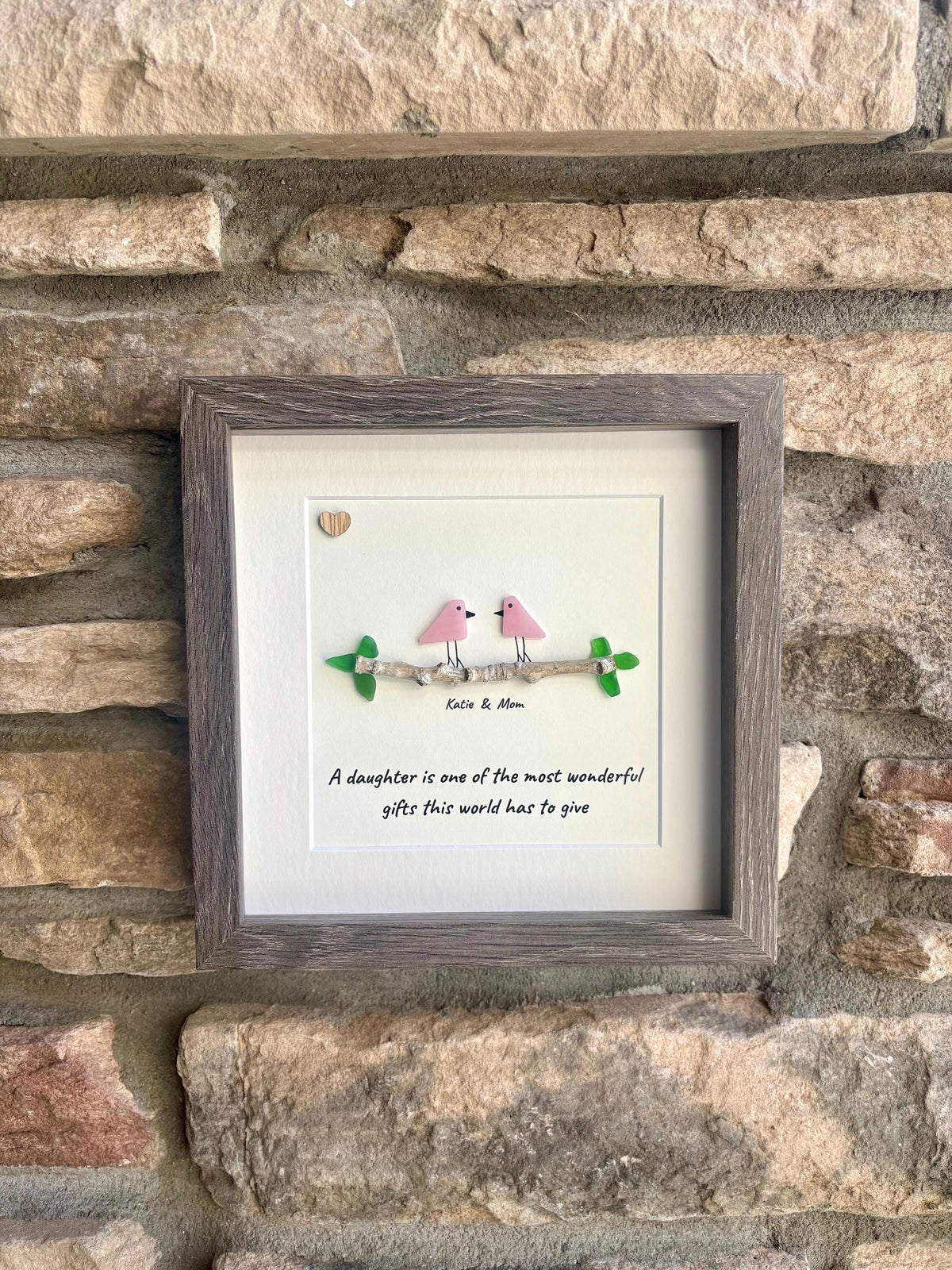 Mother and Daughter Sea Glass Art | Personalized Gift for Mom or Daughter