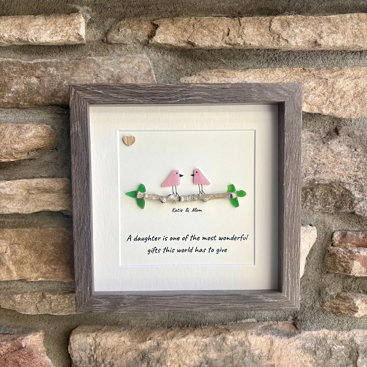 Mother and Daughter Sea Glass Art | Personalized Gift for Mom or Daughter