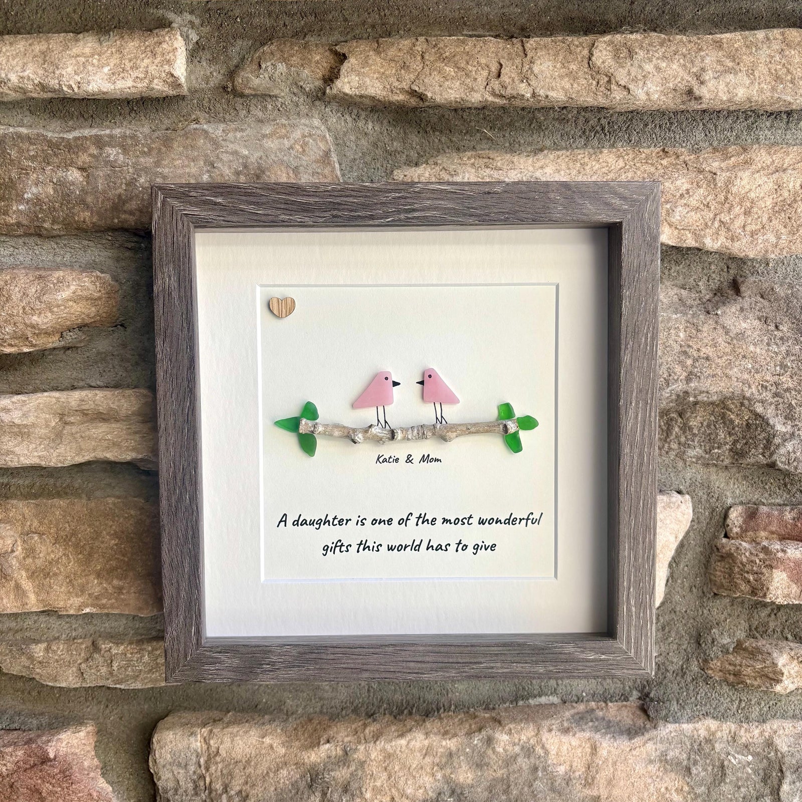 Mother and Daughter Sea Glass Art | Personalized Gift for Mom or Daughter