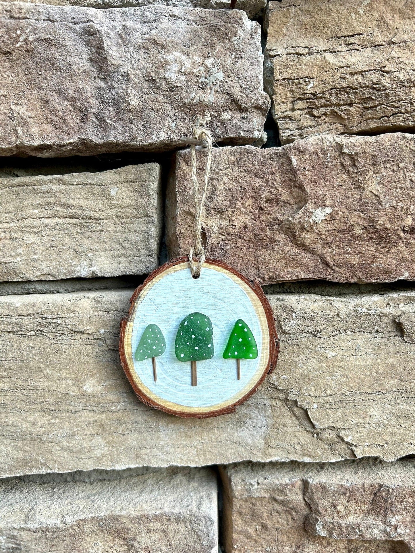 Sea Glass Trees in the Snow Made from Scottish Seaglass and Dried Wood, Perfect Holiday Gift, Stocking Stuffer