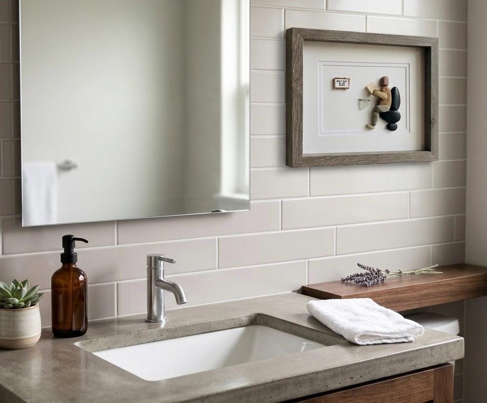 Best Seat in the House | Funny Bathroom Art | Perfect Gift for Housewarming, Anniversary, Birthday, Friends | Framed 8x8 Pebble Art