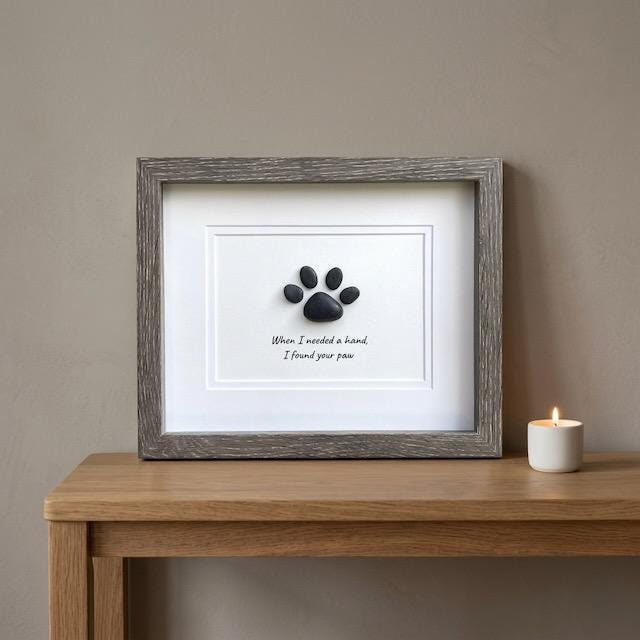 When I Needed A Hand, I Found Your Paw, Original Pebble Art, Personalized Gift, Dog or Cat Owner Art