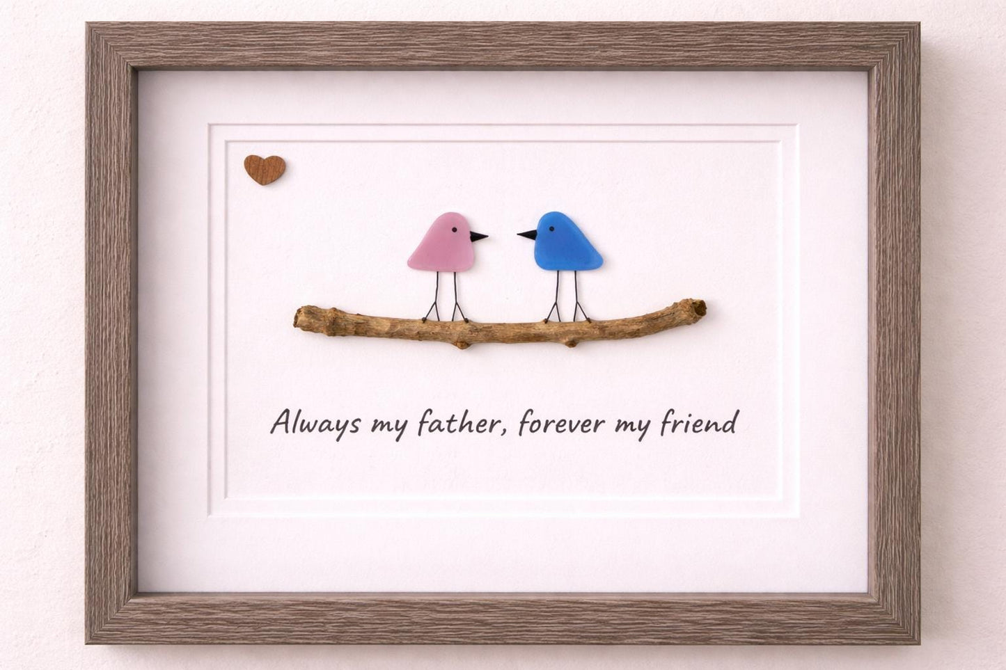 Unique Gift for Dad, Framed 8x10 Sea Glass Art Captioned “Always my father, forever my friend”, Father’s Day Gift, Gift for Dad