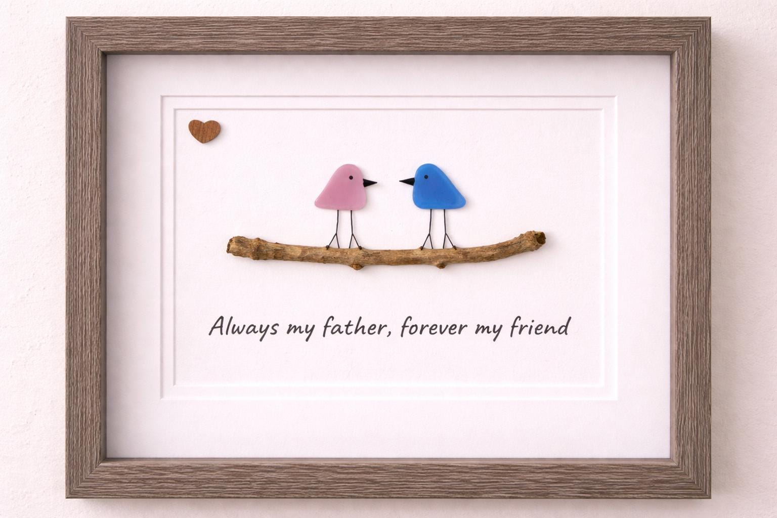 Unique Gift for Dad, Framed 8x10 Sea Glass Art Captioned “Always my father, forever my friend”, Father’s Day Gift, Gift for Dad