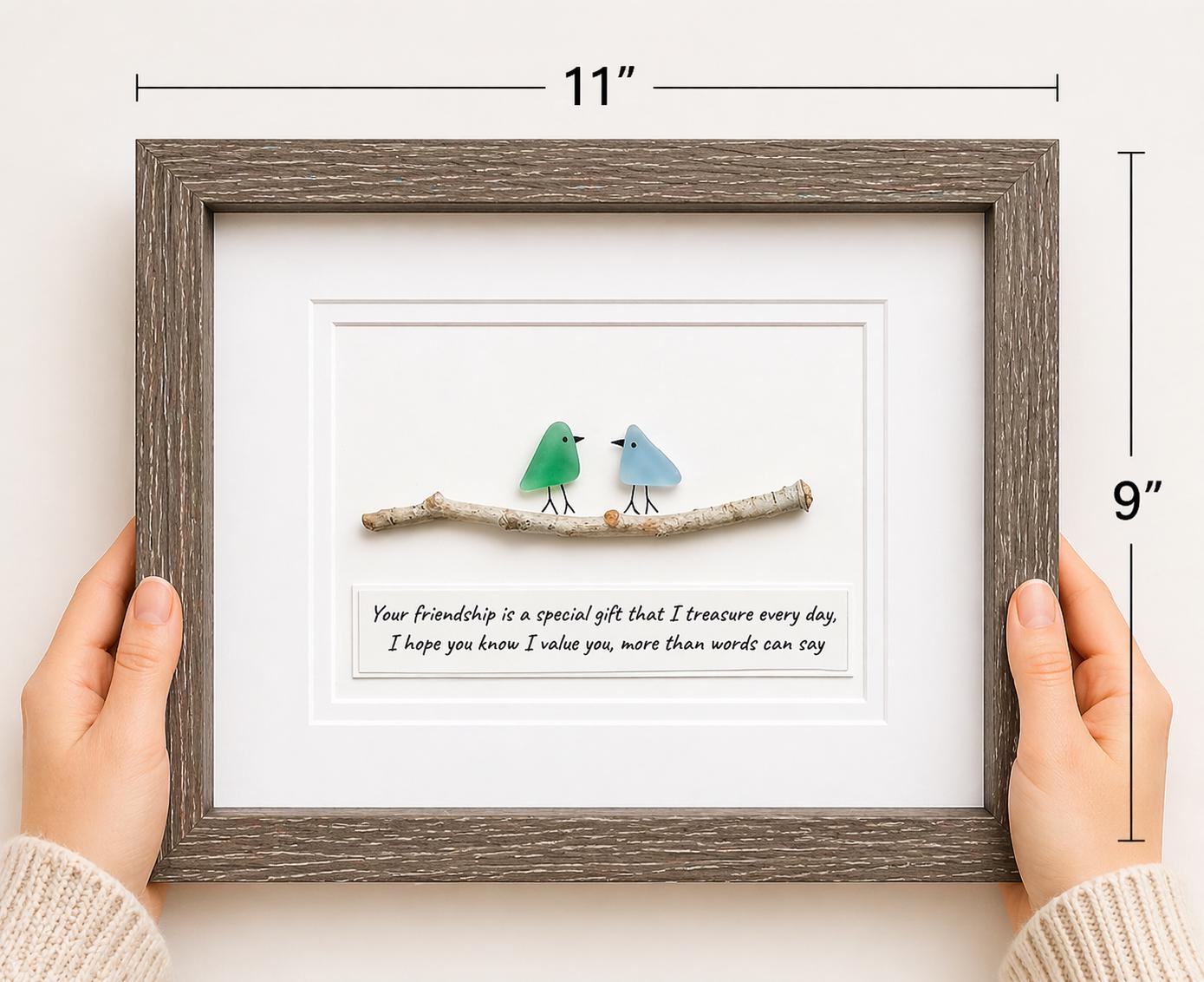 Your Friendship is a Special Gift | Friendship Gift | Gift for Best Friend, Sister, Brother, Cousin, Birthday | 8x10 Sea Glass Art