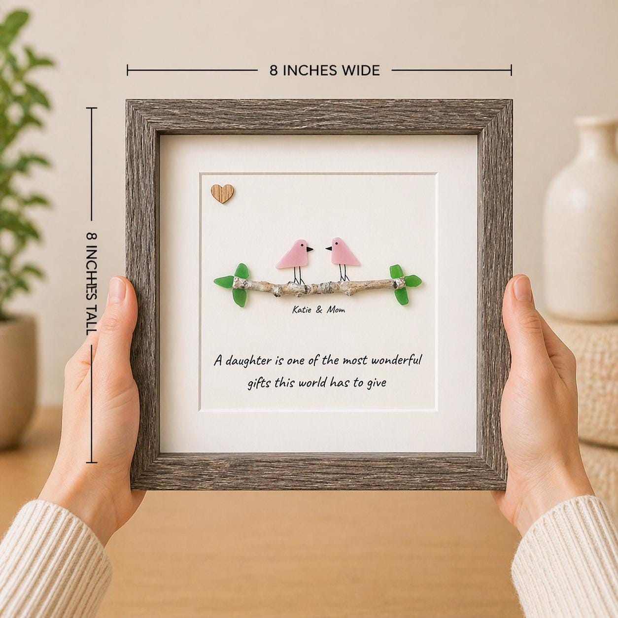 Mother and Daughter Framed Sea Glass Art | Personalized Gift for Daughter