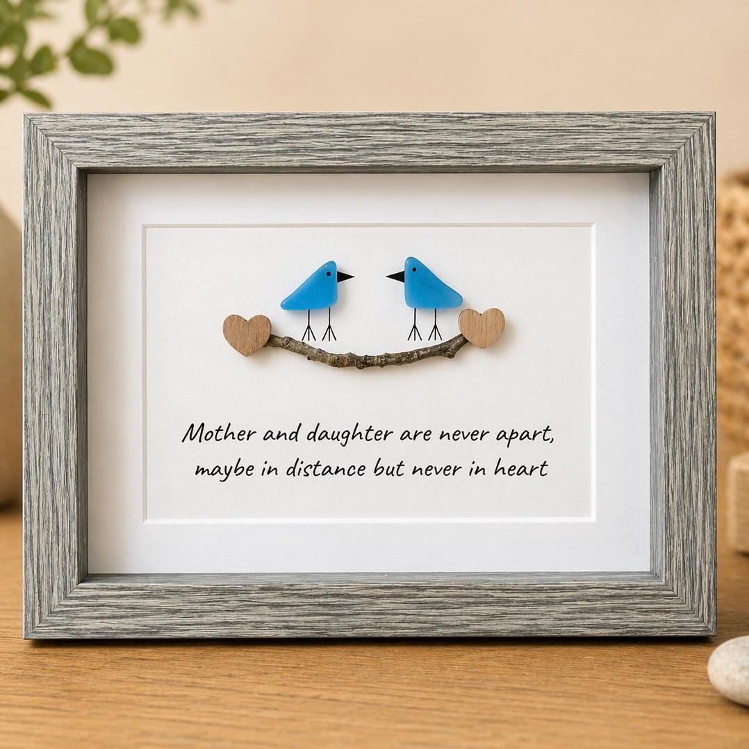 Sea Glass Birds 5x7 Picture, Mother Daughter Art, Coastal Decor