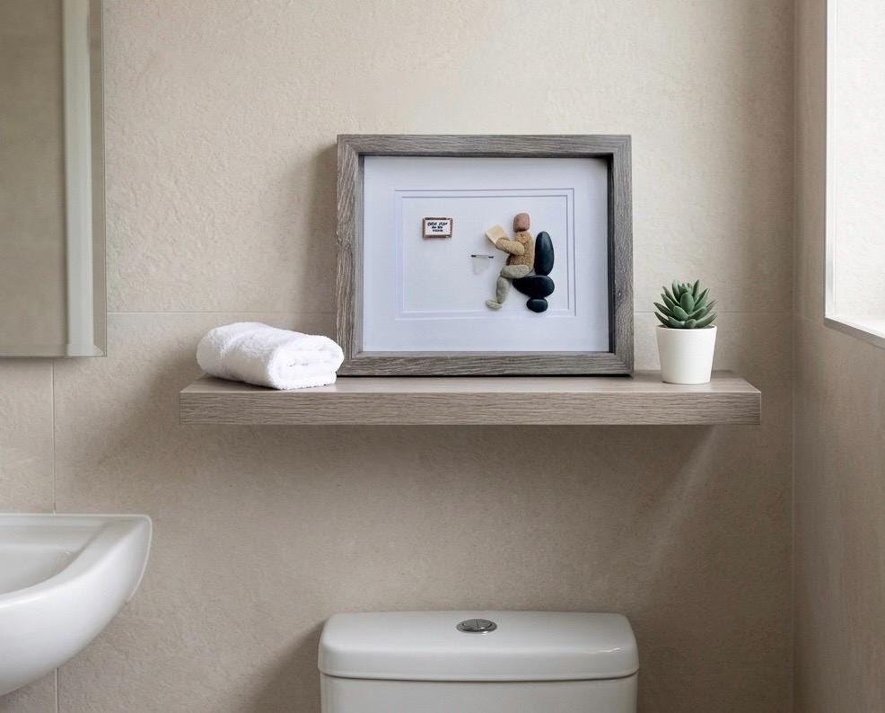 Best Seat in the House | Funny Bathroom Art | Perfect Gift for Housewarming, Anniversary, Birthday, Friends | Framed 8x8 Pebble Art