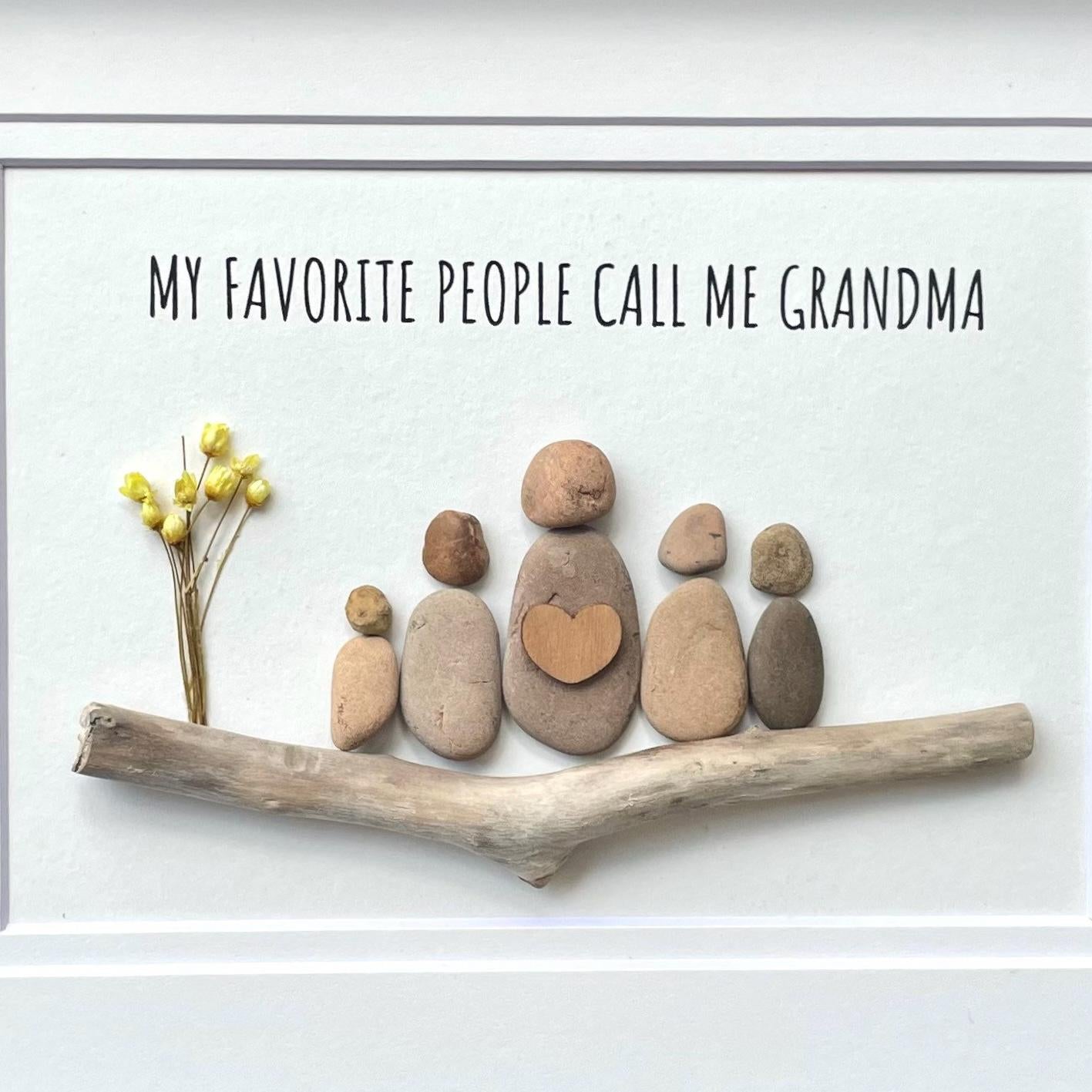 Gift for Grandma, Gift from Grandkids, Original Handmade Pebble Art, Personalized Gift for Grandmother