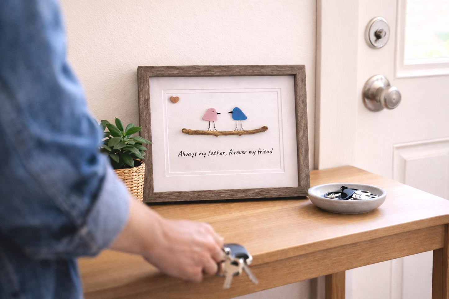 Unique Gift for Dad, Framed 8x10 Sea Glass Art Captioned “Always my father, forever my friend”, Father’s Day Gift, Gift for Dad