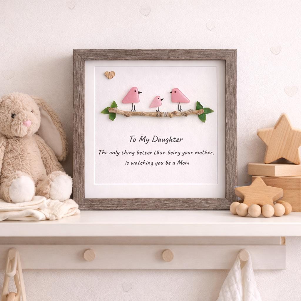 Gift for Daughter Who is a Mom, Framed 8x8 Sea Glass Art Captioned “The only thing better than being your mother, is watching you be a Mom"