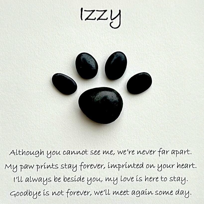Framed Pebble Art Pet Memorial, Dog Loss Gift, Cat Remembrance