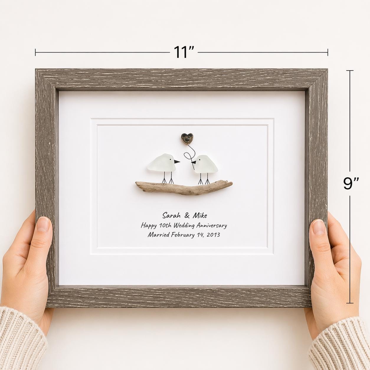 10th Wedding Anniversary Personalized Gift, Tin Ten Year Anniversary Art, Anniversary Gift for Wife, Husband