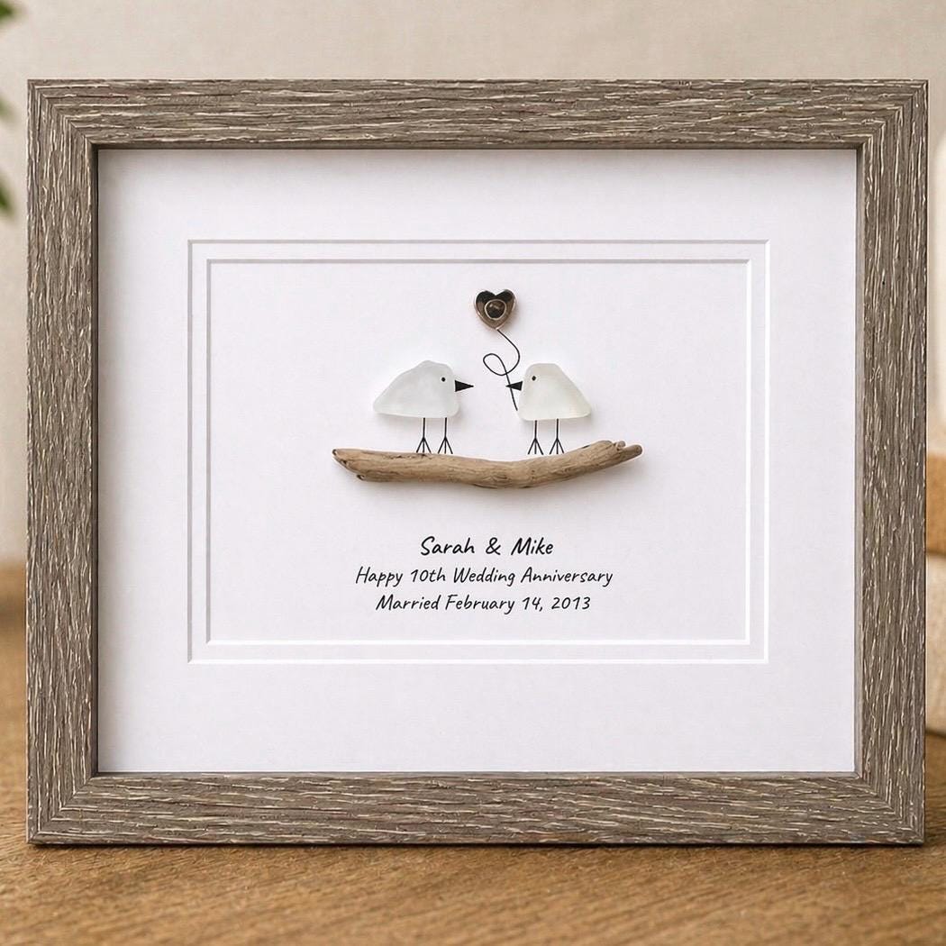 10th Wedding Anniversary Personalized Gift, Tin Ten Year Anniversary Art, Anniversary Gift for Wife, Husband
