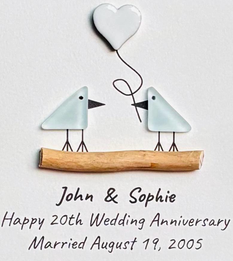 20th Wedding Anniversary Gift | China Anniversary | 20 Year Anniversary |Gift for Wife, Husband, Parent, Couple, Friends |8x10 Sea Glass Art