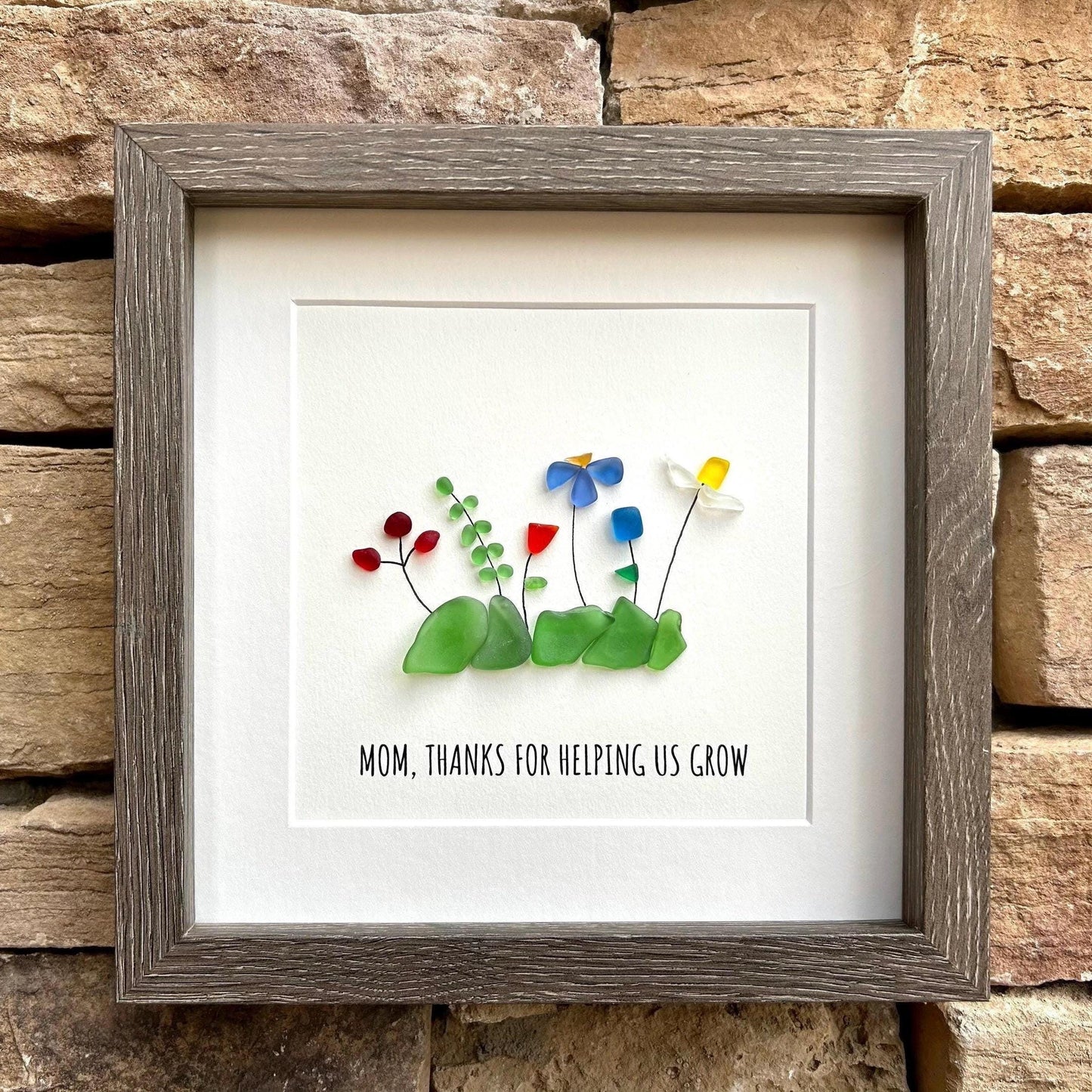 If Moms were flowers, I'd pick you | Colorful Flowers | Unique Gift for Mom | Mother’s Day Gift | Mom Birthday Gift | 8x8 Sea Glass Art