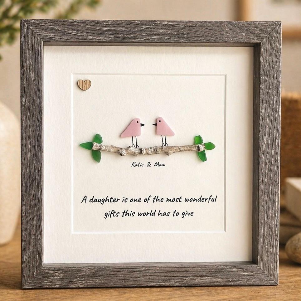Mother and Daughter Sea Glass Art | Personalized Gift for Mom or Daughter