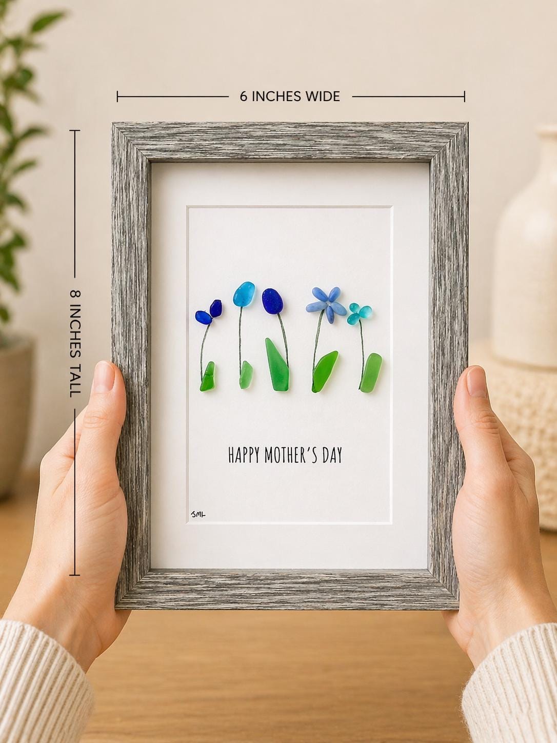Sea Glass Flower Framed Art | Mother's Day Gift, 5x7
