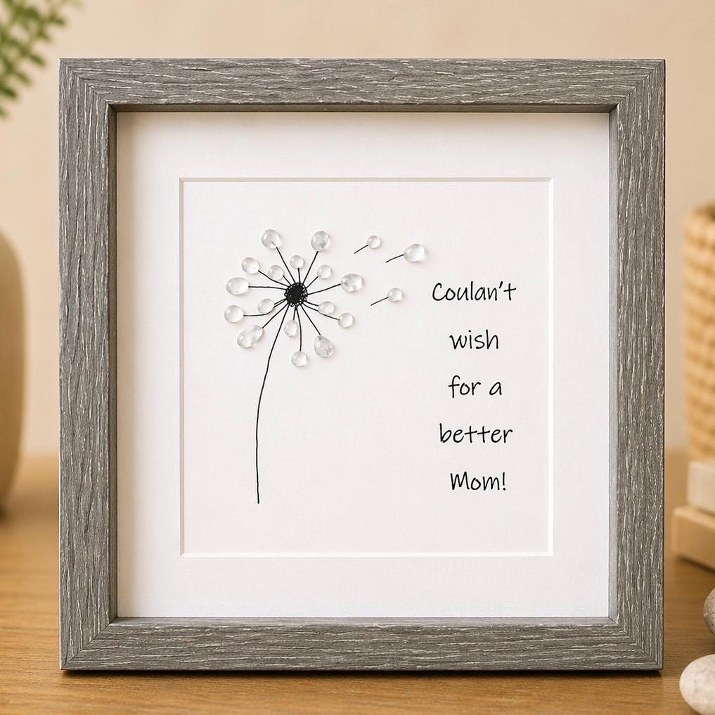 Dandelion Sea Glass Art, Gift for Mom, Framed Mother's Day Present