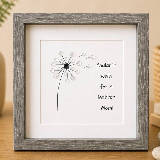Dandelion Sea Glass Art, Gift for Mom, Framed Mother's Day Present