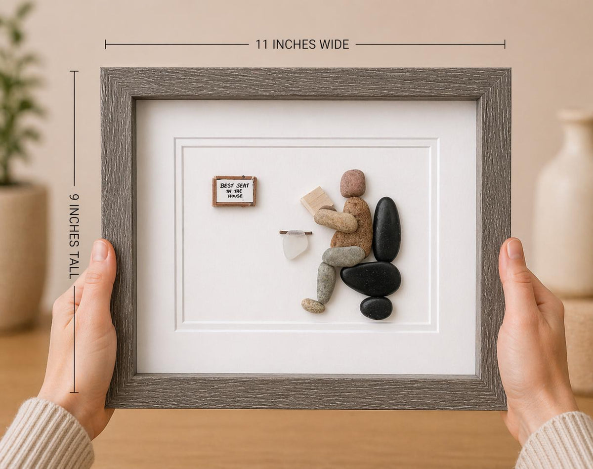 Best Seat in the House | Funny Bathroom Art | Perfect Gift for Housewarming, Anniversary, Birthday, Friends | Framed 8x8 Pebble Art