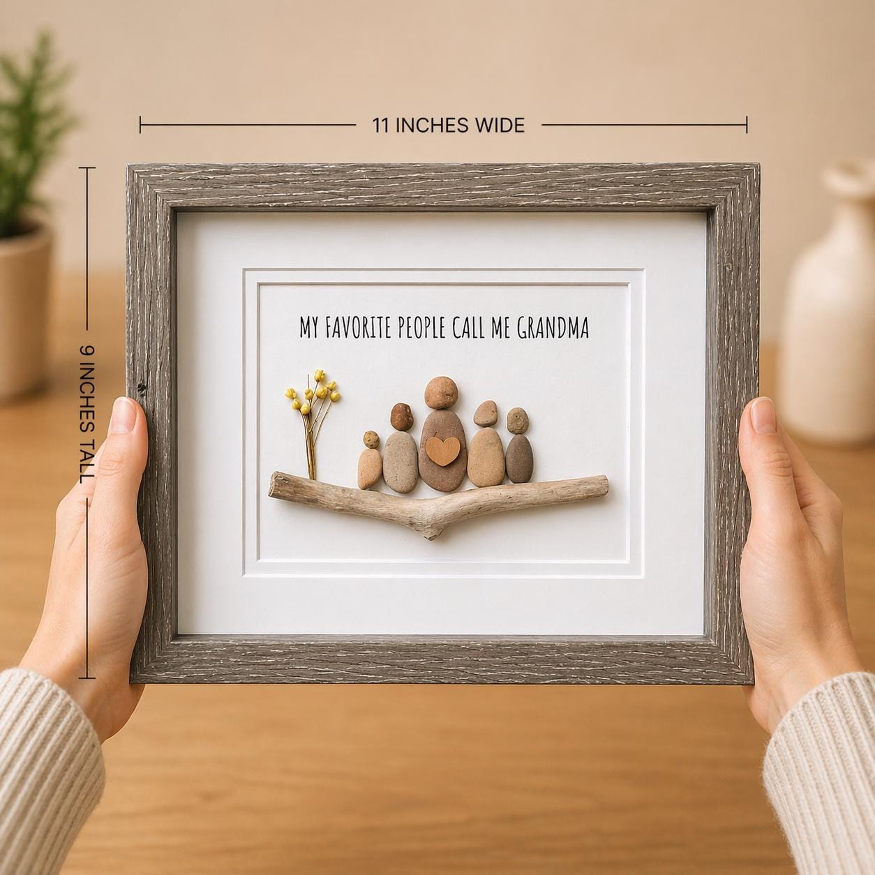 Gift for Grandma, Gift from Grandkids, Original Handmade Pebble Art, Personalized Gift for Grandmother