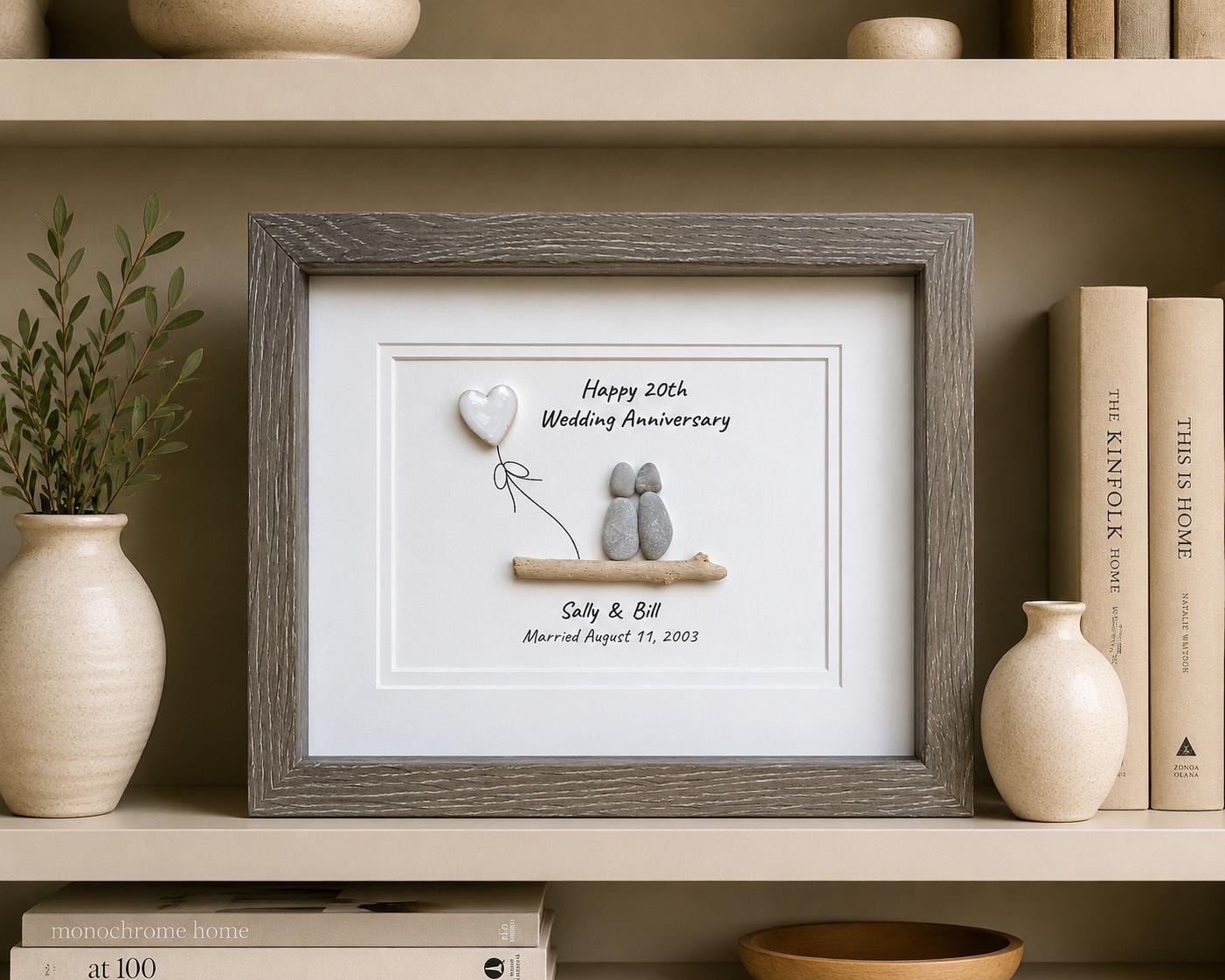 20th Wedding Anniversary Gift | China Anniversary | 20 Year Anniversary | Gift for Wife, Husband, Parent, Couple, Friends | 8x10 Pebble Art