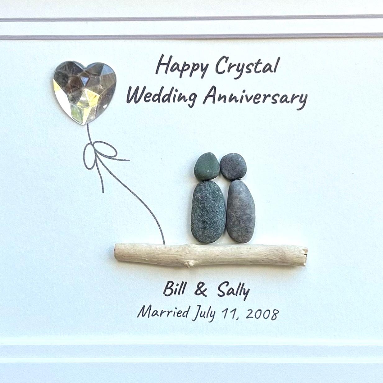 15th Wedding Anniversary Gift | Crystal Anniversary | 15 Year Anniversary | Gift for Wife, Husband, Parents, Couple | 8x10 Pebble Art