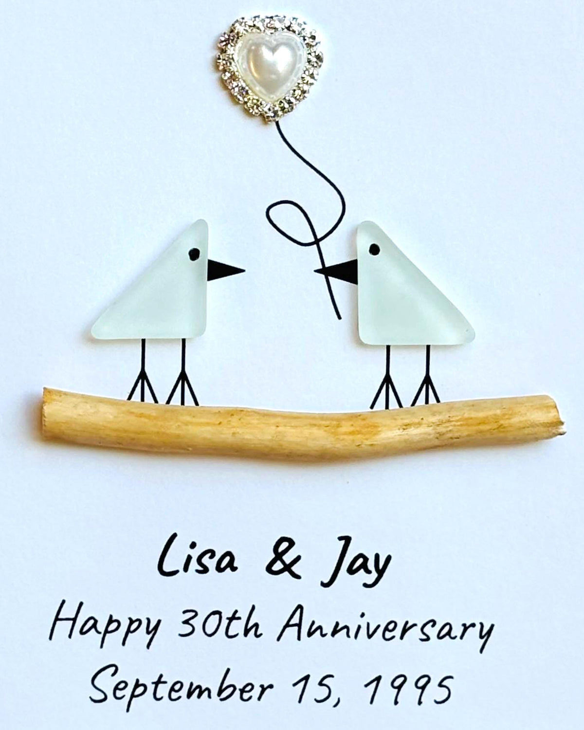 30th Pearl Wedding Anniversary Personalized Gift, 8 x 10” Framed Handmade Gift for Parents, Wife, Husband, Friends, Couple