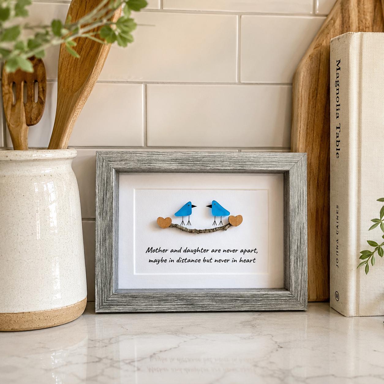 Sea Glass Birds 5x7 Picture, Mother Daughter Art, Coastal Decor