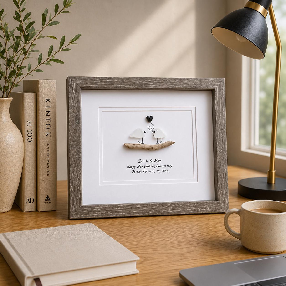 10th Wedding Anniversary Personalized Gift, Tin Ten Year Anniversary Art, Anniversary Gift for Wife, Husband